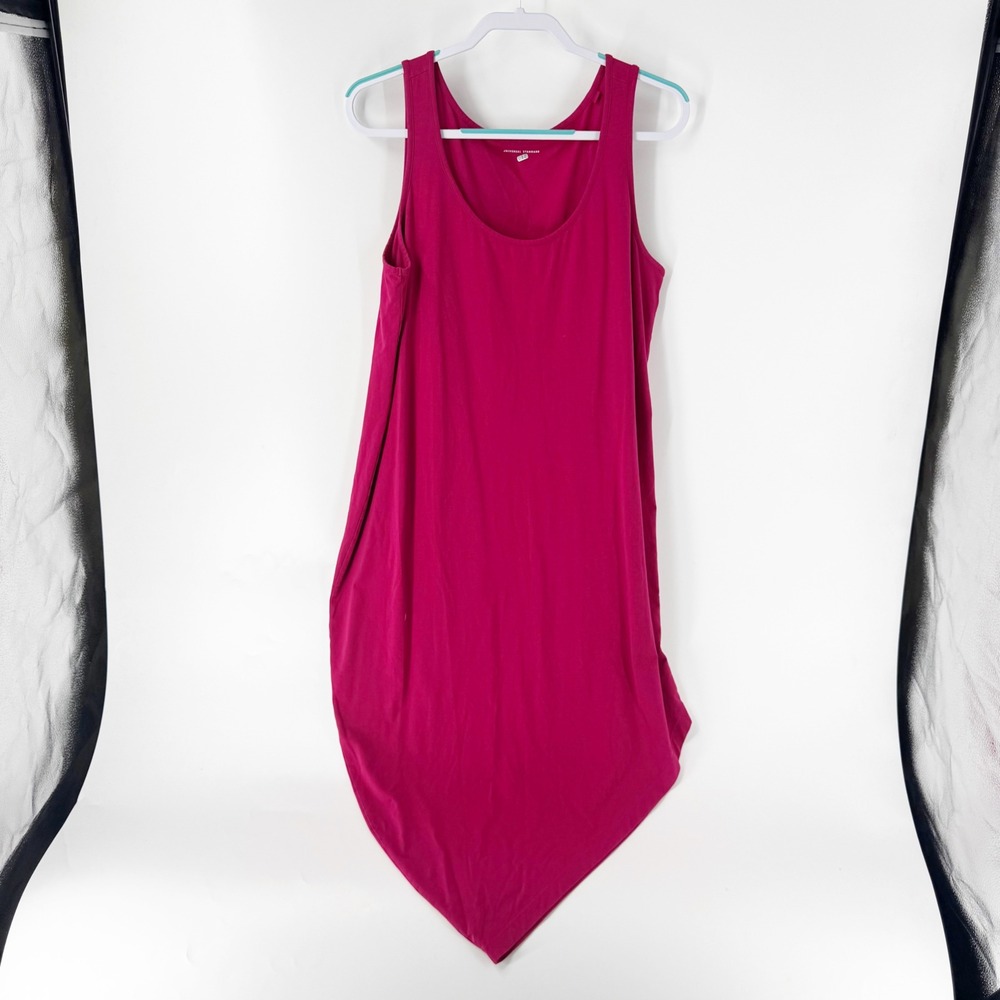 Universal Standard Magenta Pink Asymmetrical Handkerchief Hem Tank Dress S